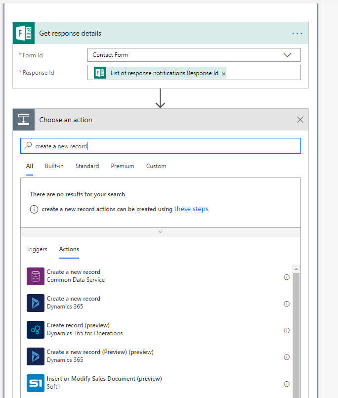 Create a new record in Dynamics 365 via Microsoft Flow