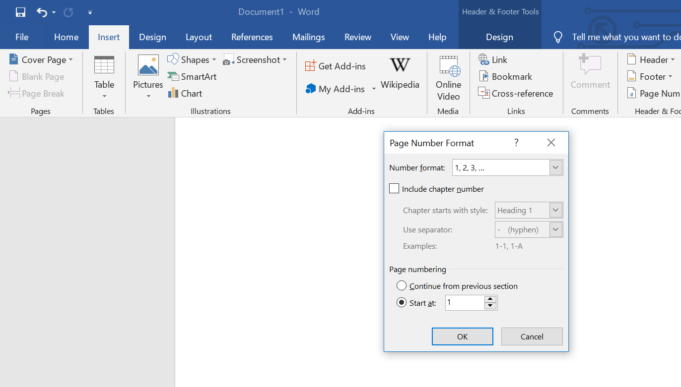 Format page number options in Microsoft Word