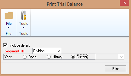 Print trial balance box in Dynamics GP